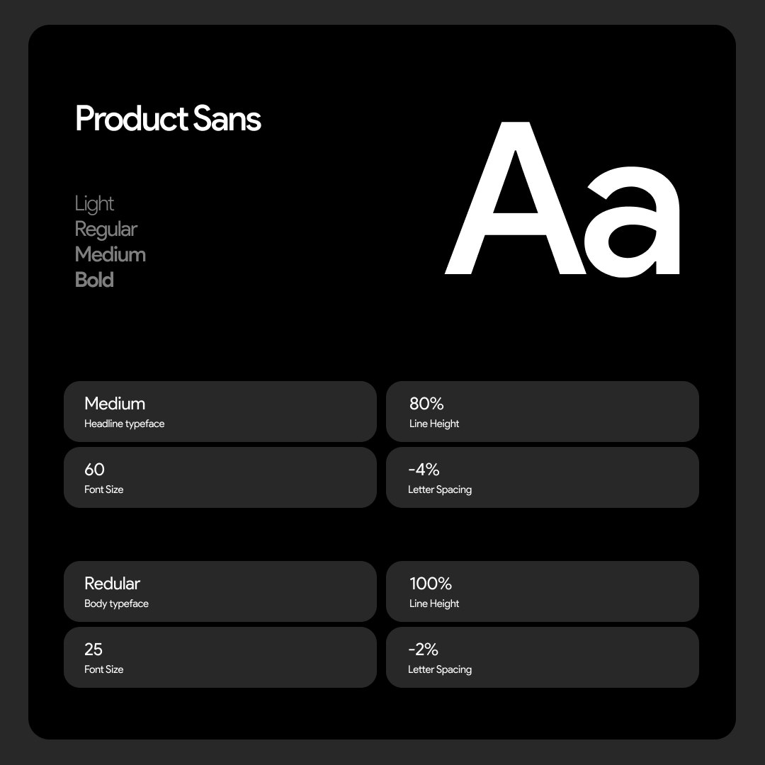 Типографическая система кейса на основе гарнитуры Product Sans