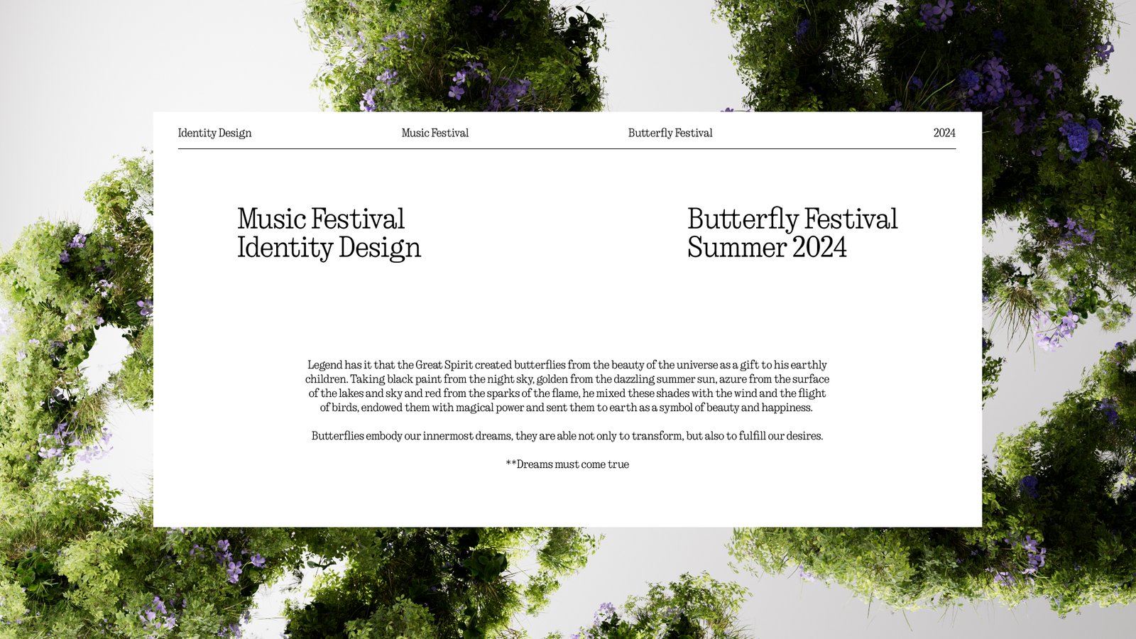Титульный слайд: Music Festival Identity Design — Butterfly Festival Summer 2024