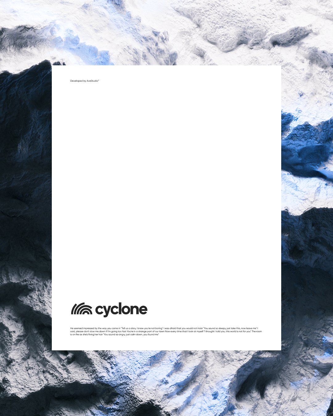Белая титульная карточка зимнего сезона Cyclone