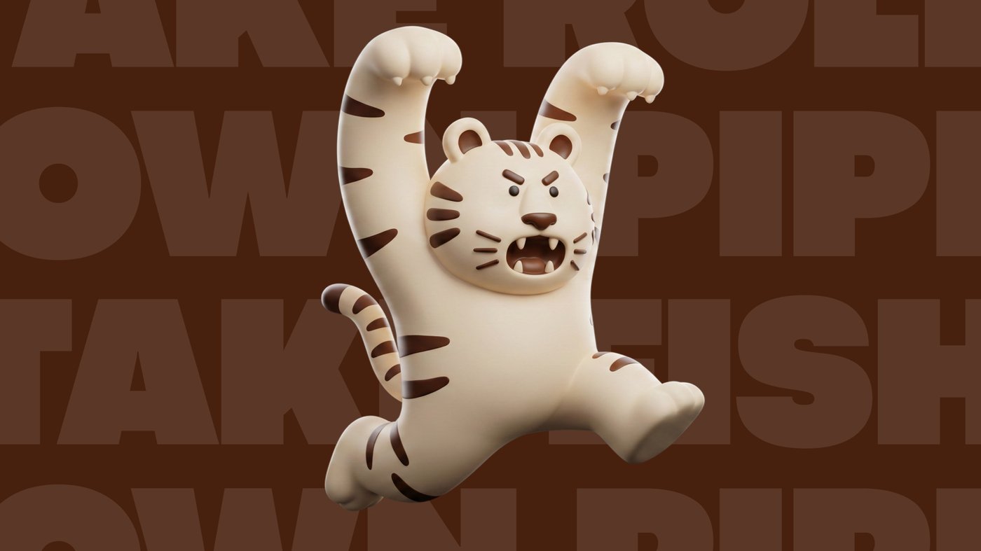 Бежевая 3D-фигурка тигра PIPI