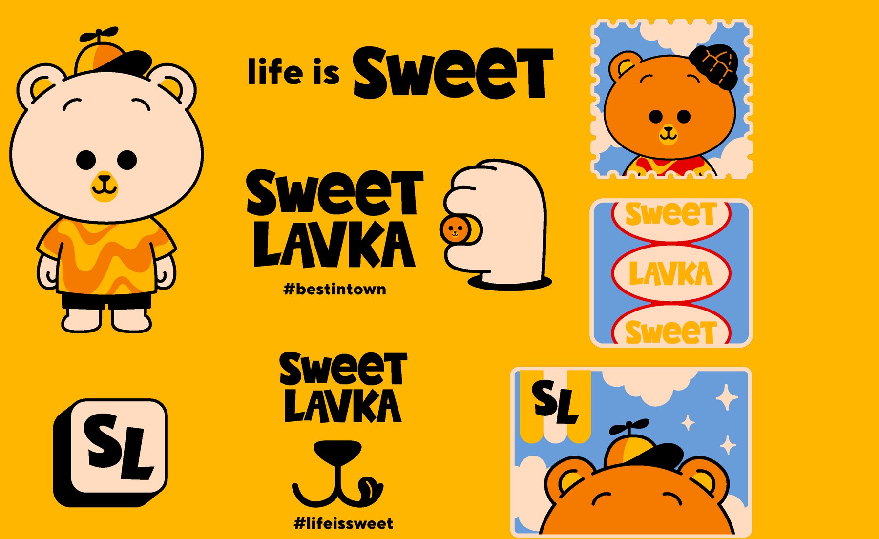 Стикерпак Sweet Lavka на жёлтом фоне